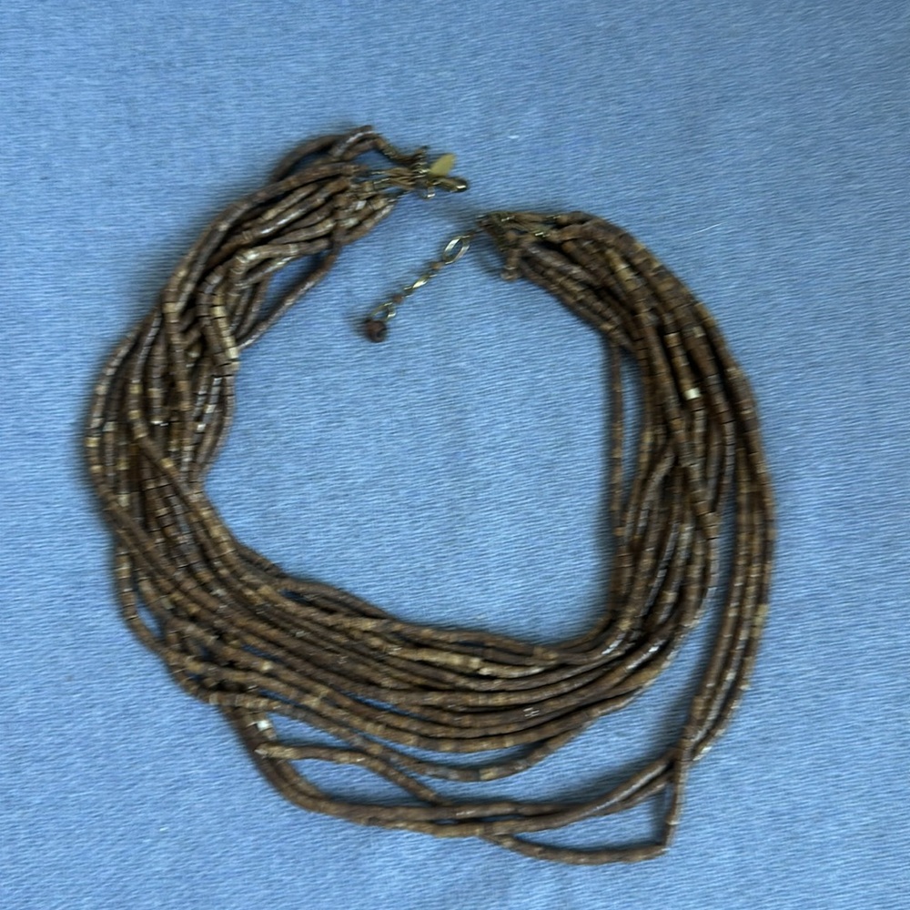 Multi-Strand Coconut Shell Bead Bib Necklace, Tal… - image 5